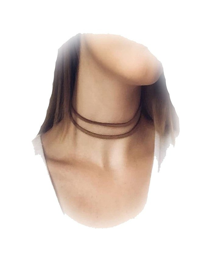 Yheakne Boho Layered Leather Necklace Brown Suede Choker Necklace Short Velvet Necklaces Punk Jewelry for Women (Brown) - Image 1