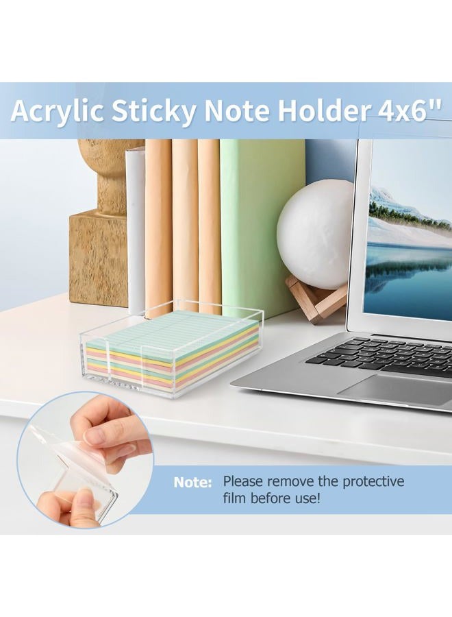 Tecreddy Acrylic Sticky Note Holder, 4 x 6 Crystal Clear Sticky Note Dispenser Acrylic Notepad Holder for School Home Office Desk Organization - Image 2