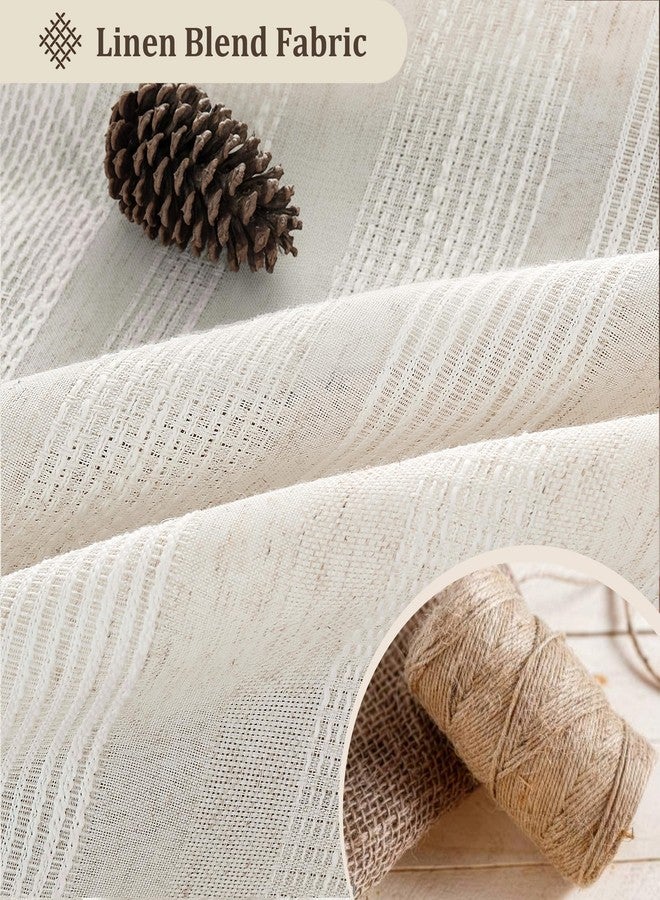 Siiluminisoy Linen Shower Curtain Boho Farmhouse Shower Curtain for Bathroom Rustic Striped French Country Shower Curtains Fabric, Beige/Cream - Image 3