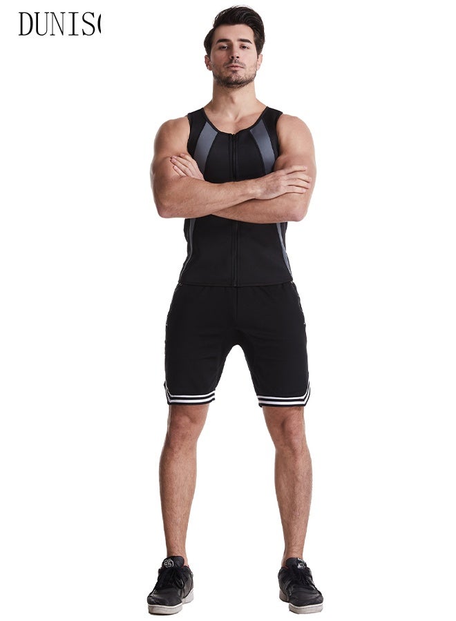 DUNISO قميص ضغط رياضي للرجال - سترة تشكيل الجسم النحيفة - مدرب الخصر - قمصان تدريب - تحكم في البطن - ملابس ضاغطة - دعم الظهر - قمصان داخلية ضيقة - ملابس رياضية - سترة كورسيه بسحاب - سترة بدون أكمام - سترة تشكيل الجسم النحيفة - سترة رياضية مع سحاب - قميص داخلي بدون أكمام - Image 4