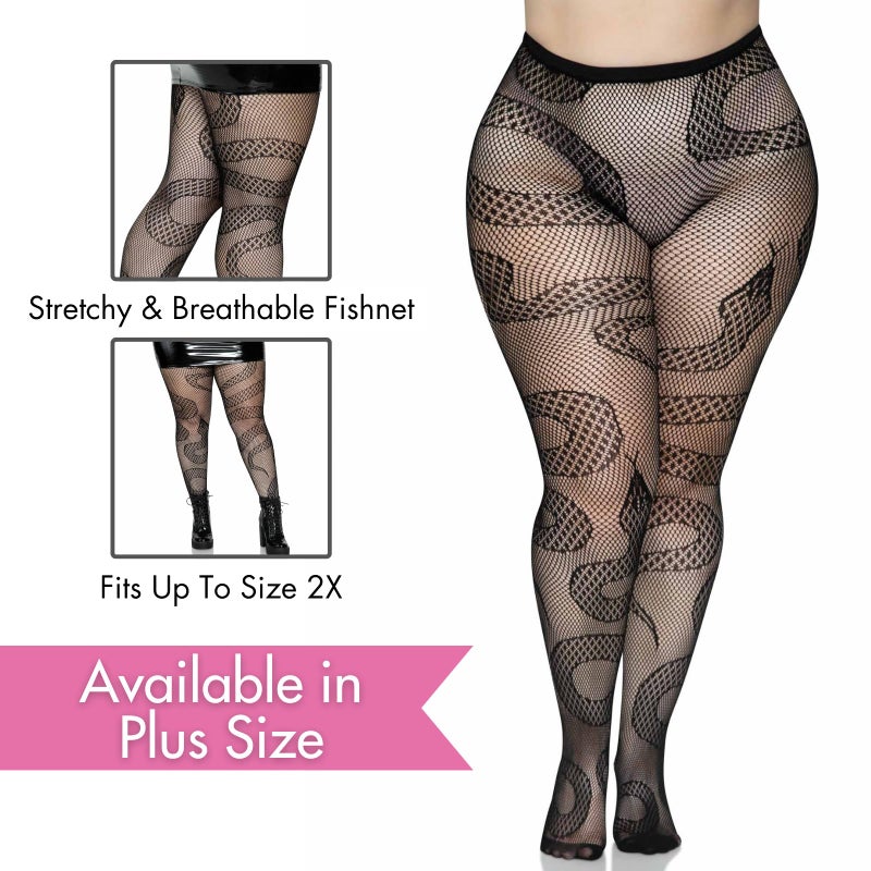 Leg Avenue womens Dark Alternative Animal Fishnet Tights Hosiery, Snake, One Size US - Image 4