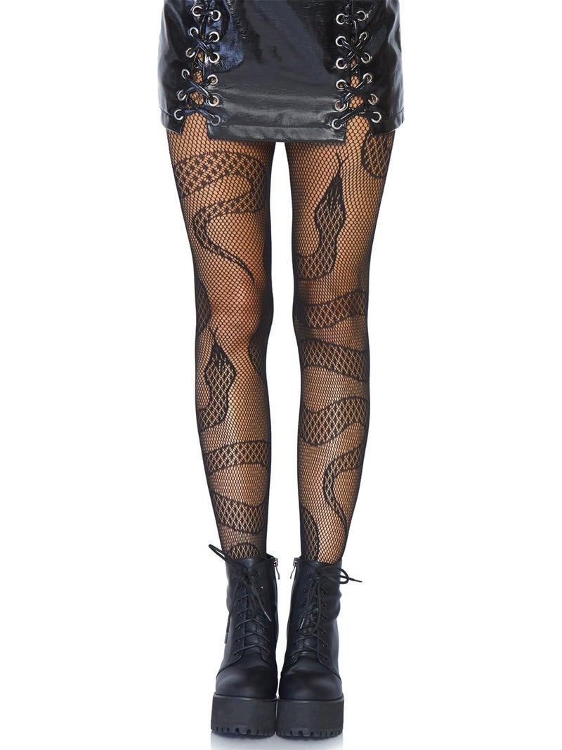Leg Avenue womens Dark Alternative Animal Fishnet Tights Hosiery, Snake, One Size US - Image 1