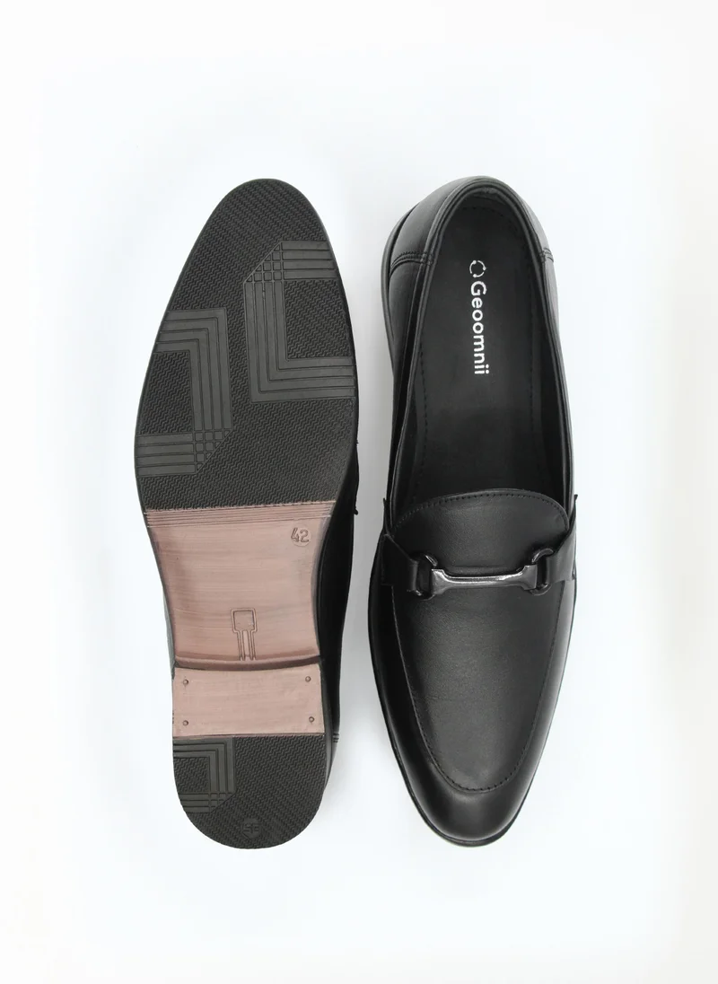 Geoomnii Black Men’s Formal Slip-On Shoes – Classic Comfort, Elegant Design, Office & Party Wear for Men | Best Price UAE