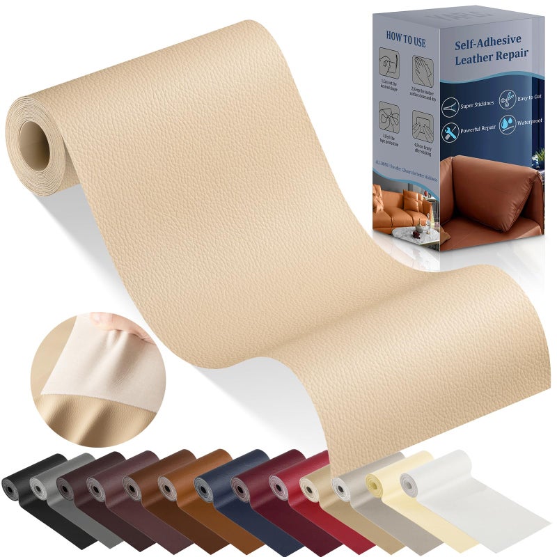 YAFLC YAFLC Leather Repair Patch for Furniture 4 x 63 Self Adhesive Leather Repair Kit Vinyl Repair Tape for Car Seat Sofa Jackets Couches Chair Beige 