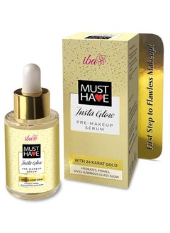 Iba Must Have Insta Glow Pre Makeup Serum 30ml  with 24K Gold l Primer Serum For Face Make Up For Nourishes And Brightens Skin  Hydrates Primes Gives Luminous Glass Glow