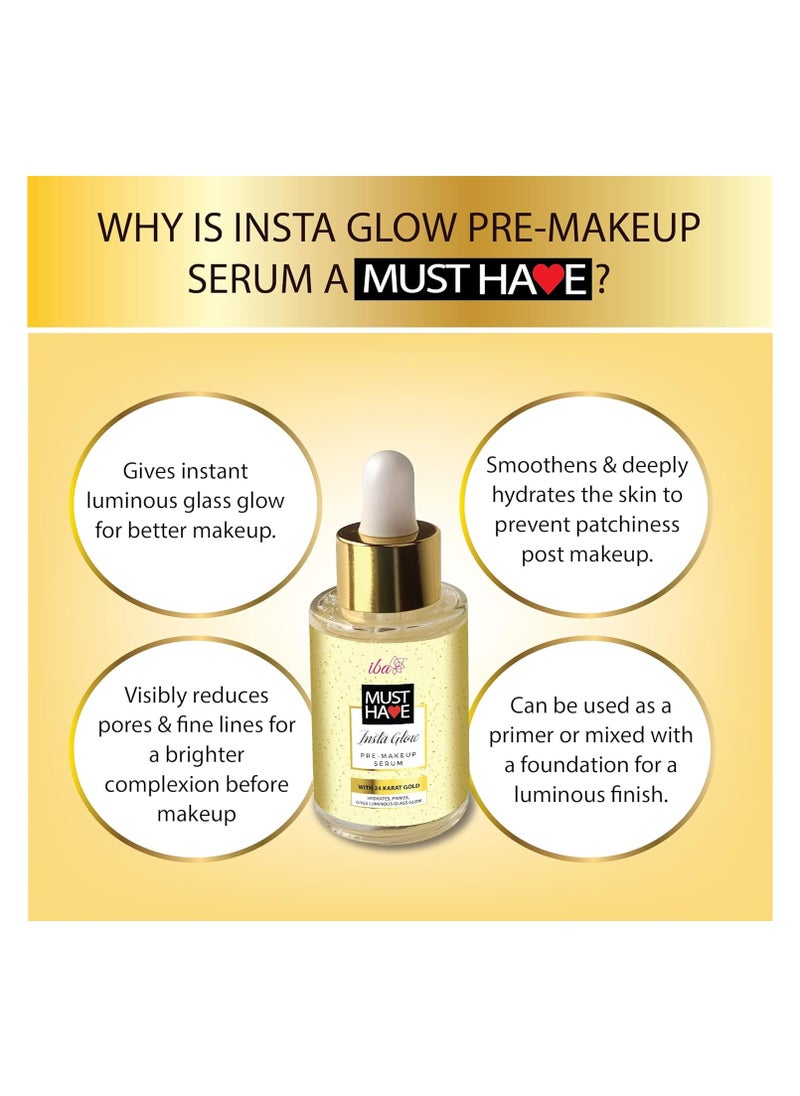 Iba Iba Must Have Insta Glow Pre Makeup Serum 30ml  with 24K Gold l Primer Serum For Face Make Up For Nourishes And Brightens Skin  Hydrates Primes Gives Luminous Glass Glow  - Image 4