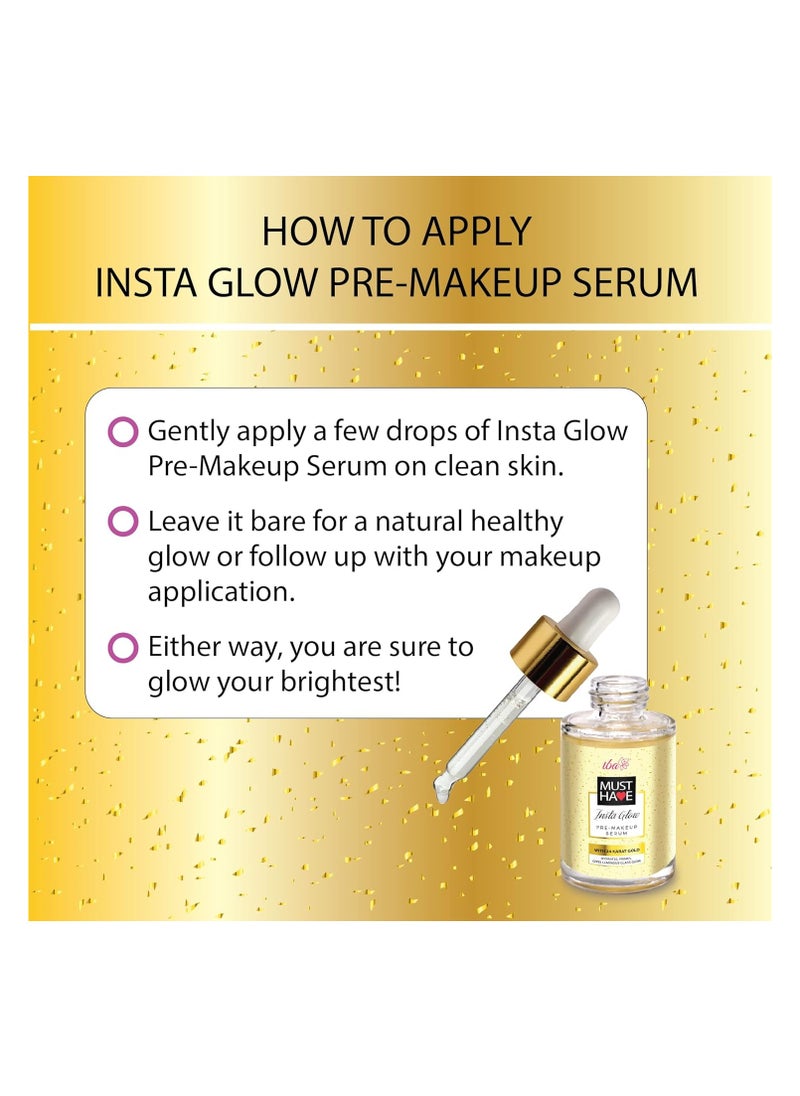 Iba - Iba Must Have Insta Glow Pre Makeup Serum 30ml  with 24K Gold l Primer Serum For Face Make Up For Nourishes And Brightens Skin  Hydrates Primes Gives Luminous Glass Glow - Image 1
