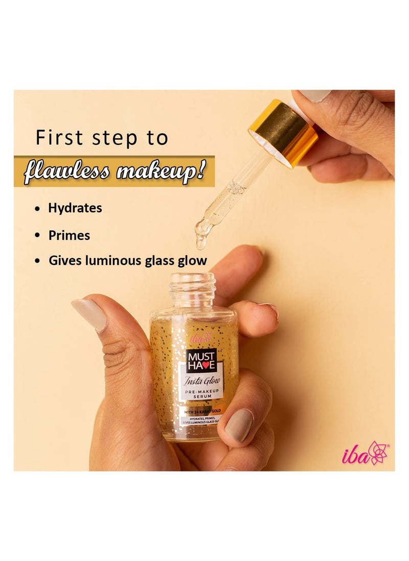 Iba - Iba Must Have Insta Glow Pre Makeup Serum 30ml  with 24K Gold l Primer Serum For Face Make Up For Nourishes And Brightens Skin  Hydrates Primes Gives Luminous Glass Glow - Image 1