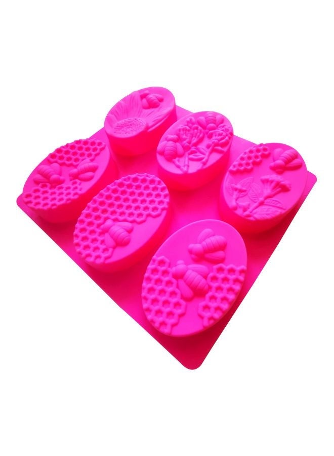NIBEMINENT 6-Cavity Bee Shaped Silicone Mould Pink 21.5x20cm - Image 1