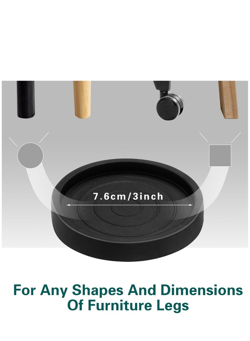 إسكدنيا 4 قطعة مقاومة للزحمة لوحات مكافئات الأثاث باللون الأسود مصنوعة من السيليكون قدمي مقاعد موقفات الأرض ضد الزحمة دائرية مغطسات الكرات الكهربائية لحماية رؤوس وقدمي الأثاث تغطية الحماية تحمي الأرض الصلبة - Image 2