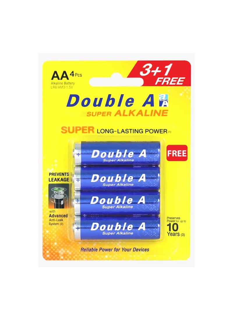 Double A - 4-Piece Super Alkaline AA Size Long Lasting Battery - Image 1