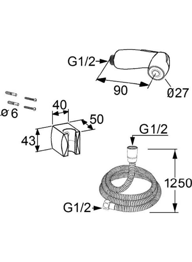 KLUDI Side Spray Shattaf Set with Wall Bracket and Flexible Hose (1.25m) DN 15| Handheld Bidet Sprayer Set | Premium Bathroom Jet Spray for Toilet & Hygiene, Chrome (7304205-00) - Image 3