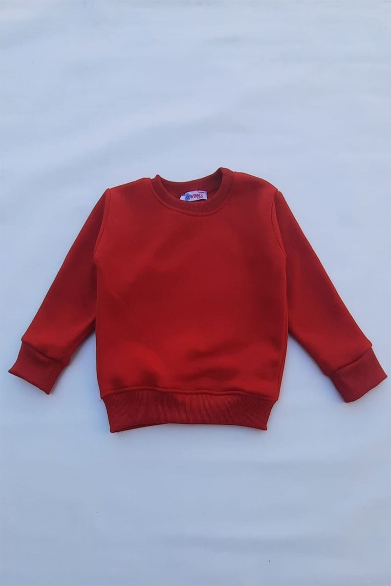 The Wert Unisex Red Basic Polar Fleece Knitted Thick Sweatshirt  - Image 1