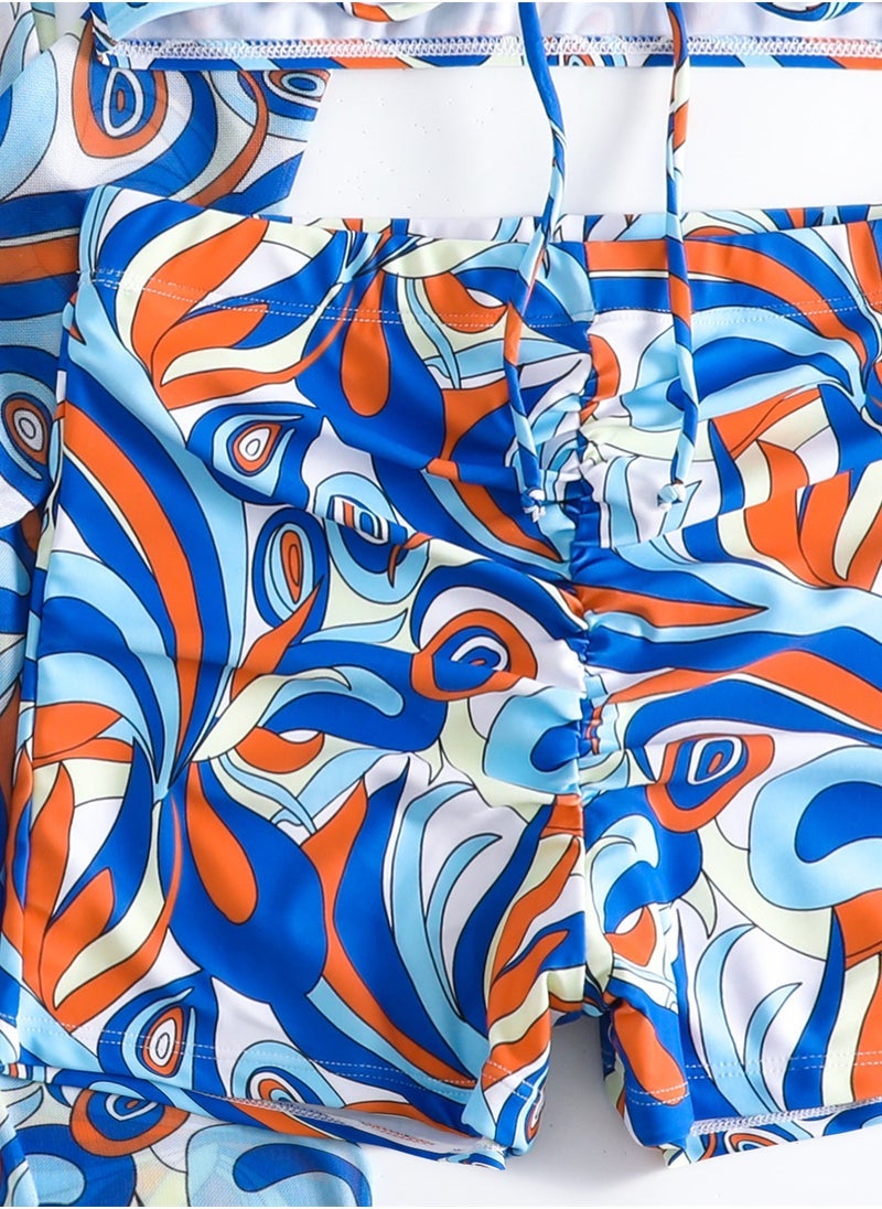 NADANBAO 3pcs high waisted long sleeve cover-up lace-up swimsuit set - Image 5