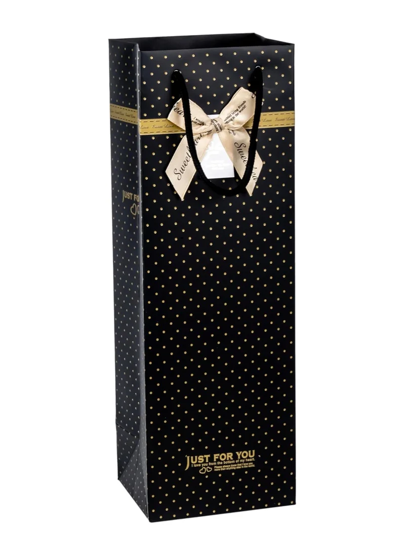 كويزين أرت Black Printed Gift Bag With Bow