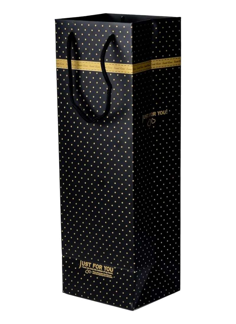 كويزين أرت Black Printed Gift Bag With Bow