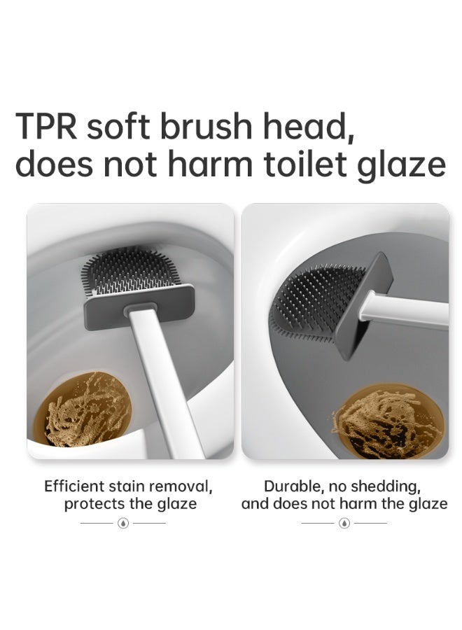 VUSIGN Toilet Brush Set with Holder – Deep Cleaning Bathroom Scrubber with Base – White Compact Design - Image 4