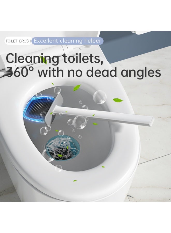 VUSIGN Toilet Brush Set with Holder – Deep Cleaning Bathroom Scrubber with Base – White Compact Design - Image 3