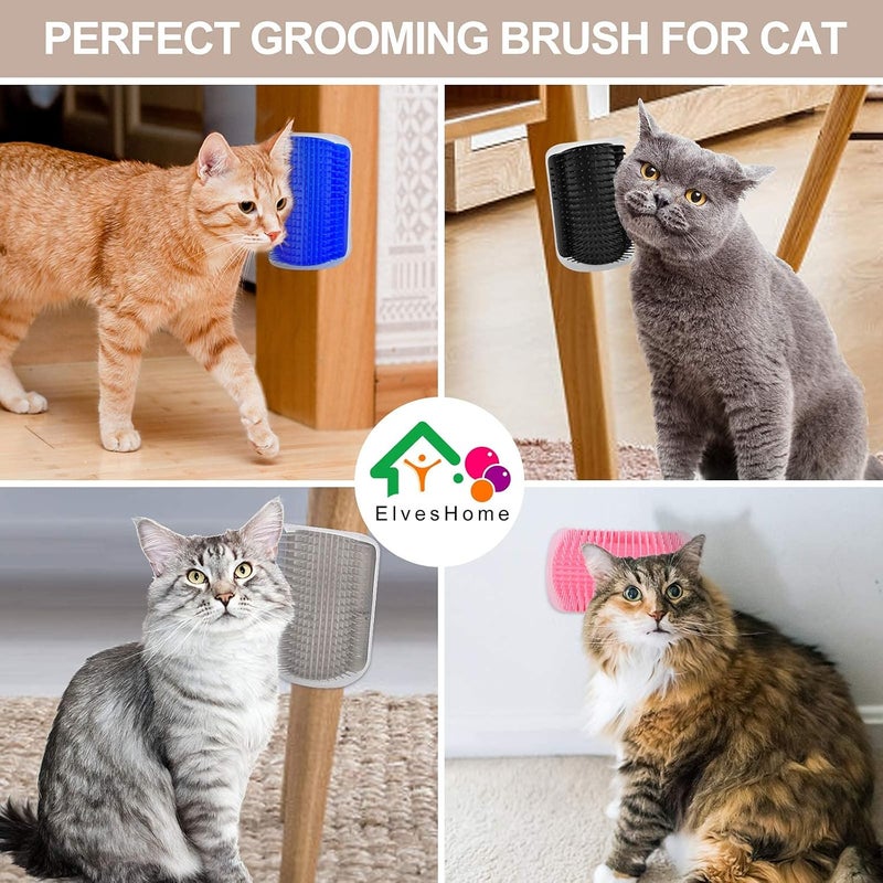 Cyeelves Cat Self Groomer 4 PACK Upgraded, All-In-One Self-Cleaning Brush Tool Wall Corner Scratcher Trimmer, Pet Grooming Massage Comb Softer Toy Brushes for Dogs Cats Short Long Hair Fur Kitten Puppy Catnip - Image 2