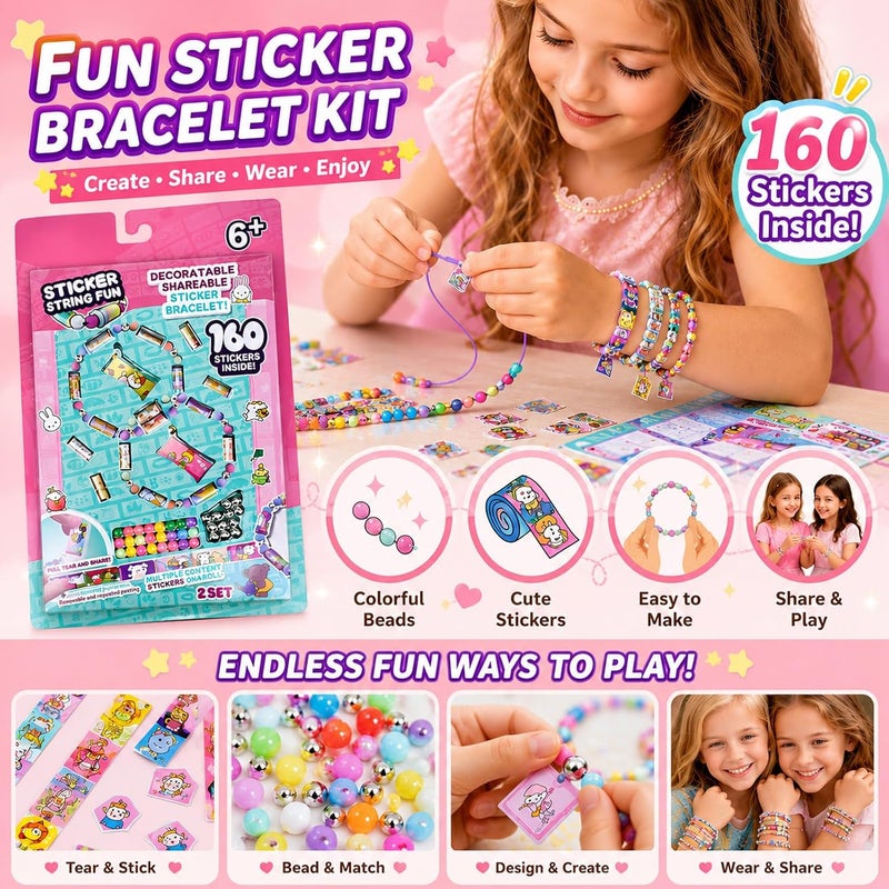 Waytiffer Sticky Rolls Jewelry Kit with Sticki Book - 160 Colorful Stickers for DIY Accessories & Bracelet Making - Image 2