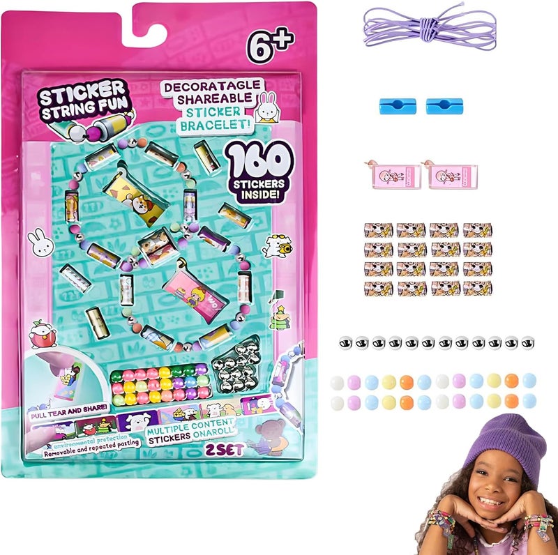Waytiffer Sticky Rolls Jewelry Kit with Sticki Book - 160 Colorful Stickers for DIY Accessories & Bracelet Making - Image 1