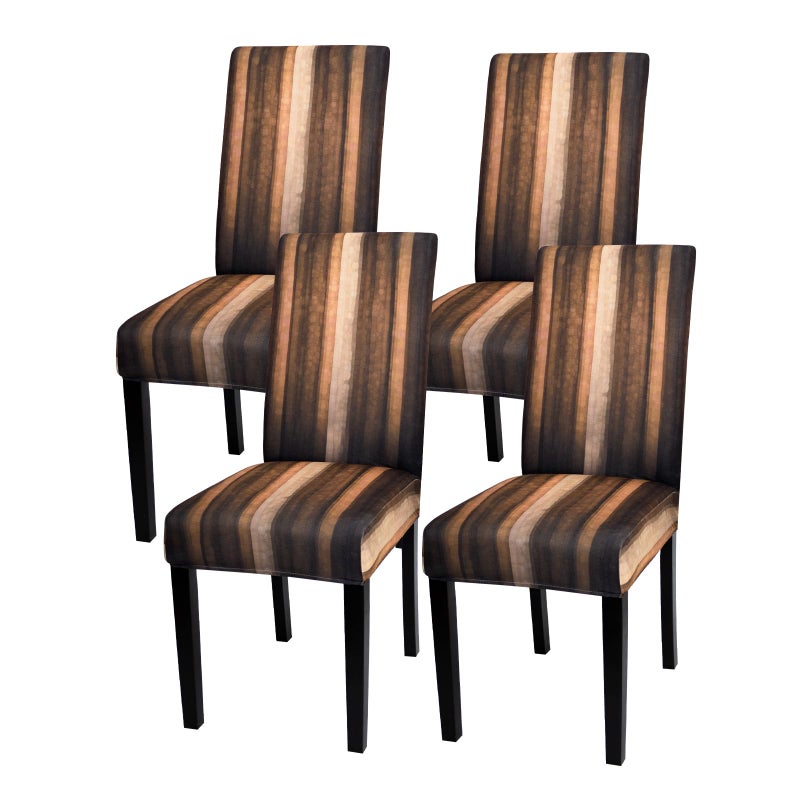 Gibelle Chair Covers for Dining Room Set of 4 Spandex Stretch Dining Room Chair Cover Removable Washable Kitchen Parsons Chair Covers Seat Slipcovers Brown Striped