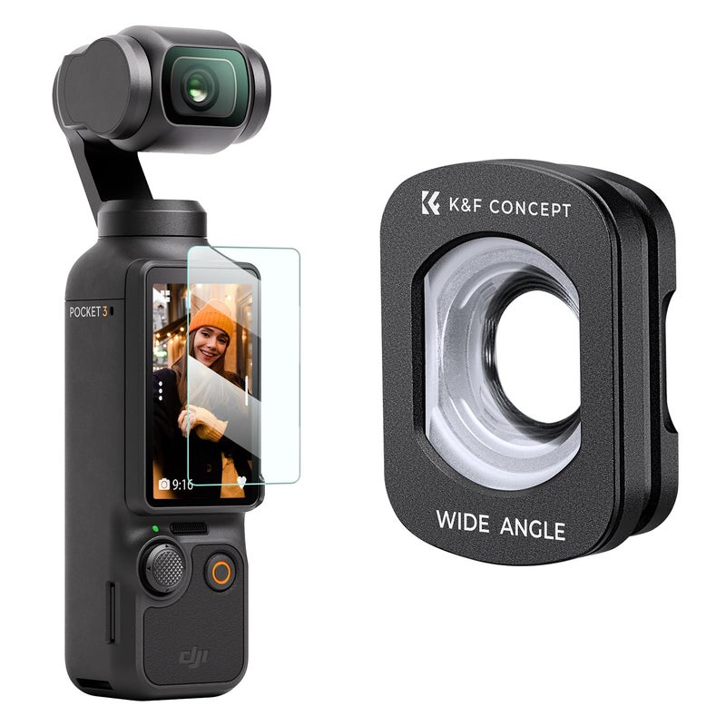 K&F Concept عدسة زاوية واسعة من K&F Concept متوافقة مع DJI Osmo Pocket 3، تثبيت مغناطيسي/مطلية متعددة/زجاج بصري - Image 1
