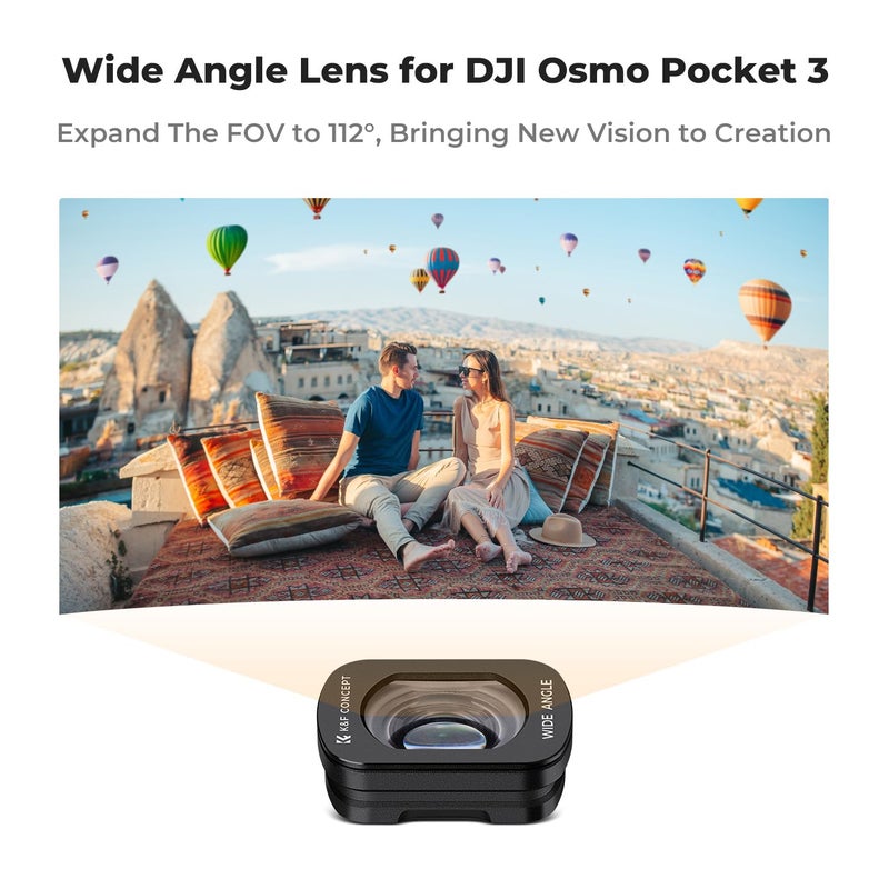 K&F Concept عدسة زاوية واسعة من K&F Concept متوافقة مع DJI Osmo Pocket 3، تثبيت مغناطيسي/مطلية متعددة/زجاج بصري - Image 3