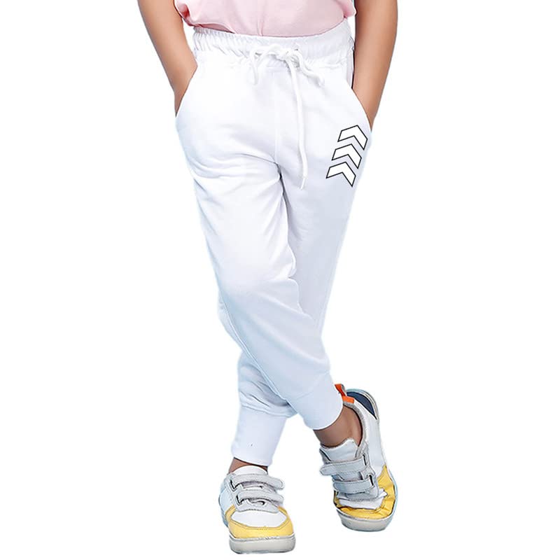 Nusyl Boys Printed Track Pants for Kids | Soft Cotton Blend | Comfortable Fit | Everyday Casual Wear | 2-17 Years | White - Image 1