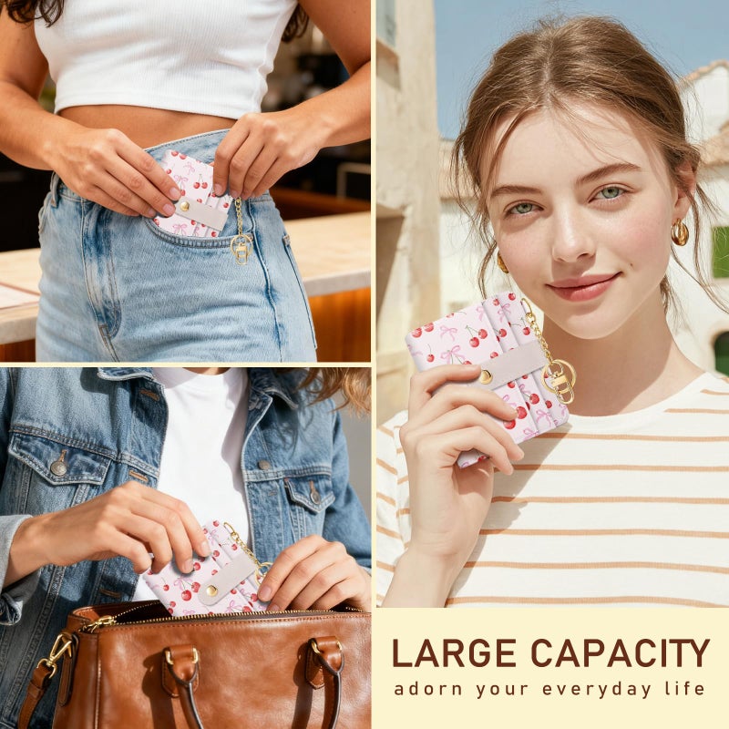 Jogjam Cute Coquette Aesthetic Bow Rfid Women Wallet, Small Slim Thin Compact Travel Credit Card Wallet, PU Leather Bifold Cash Wallet, Zipper Coin Pocket ID Window, Female Ladies Gifts - Image 2