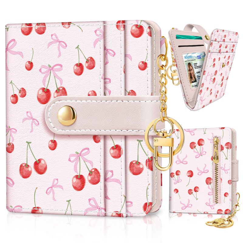 Jogjam Cute Coquette Aesthetic Bow Rfid Women Wallet, Small Slim Thin Compact Travel Credit Card Wallet, PU Leather Bifold Cash Wallet, Zipper Coin Pocket ID Window, Female Ladies Gifts - Image 1