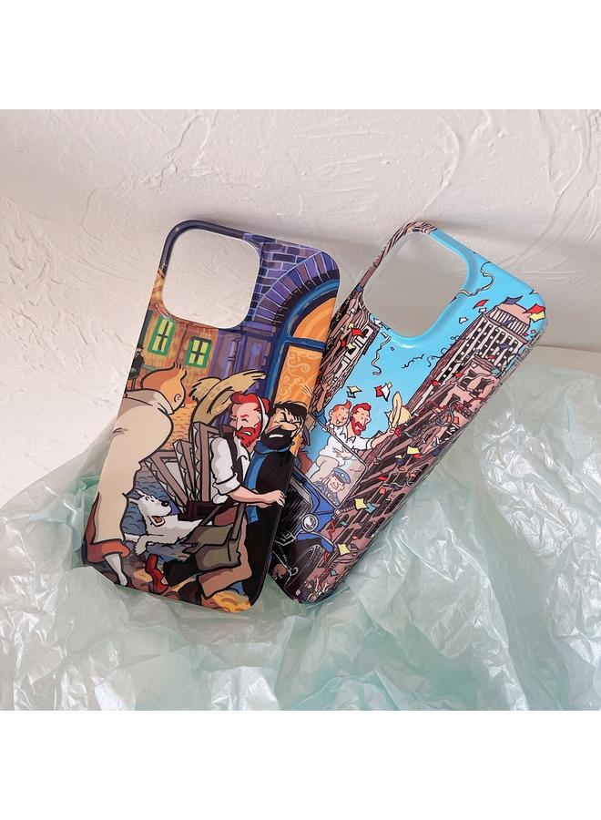 S-TOP Case For iPhone 14 Oil Painting Glossy PC Phone Case - Image 4
