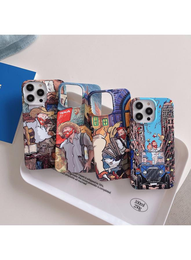 S-TOP Case For iPhone 14 Oil Painting Glossy PC Phone Case - Image 3