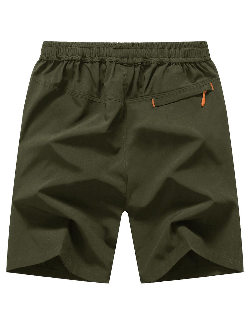 TBMPOY Men's 7" Hiking Running Shorts with Pockets Athletic Outdoor Sports Gym Workout Short Zipper Pockets ArmyGreen XXL - Image 2
