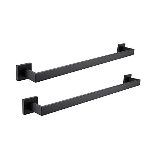LANC 2 Pack Bath Towel Bars Matte Black 24-Inch Bathroom Towel Rail Square Towel Racks Kitchen Towel Holders Stainless Steel Wall Mount Towel Hanger Towel Rods,A8804-6MB - Image 1