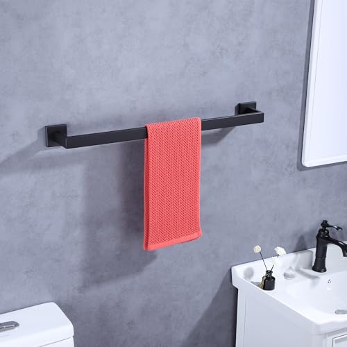 LANC 2 Pack Bath Towel Bars Matte Black 24-Inch Bathroom Towel Rail Square Towel Racks Kitchen Towel Holders Stainless Steel Wall Mount Towel Hanger Towel Rods,A8804-6MB - Image 3