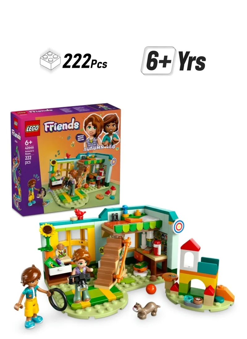 ليغو Friends Autumn’s Room Set, Creative Role-Play Toy for 6 Plus Year Old Girls, Fun Playset with 2 Characters, Nature, Animals and Dolls' House Accessories 42646 (222 pieces)