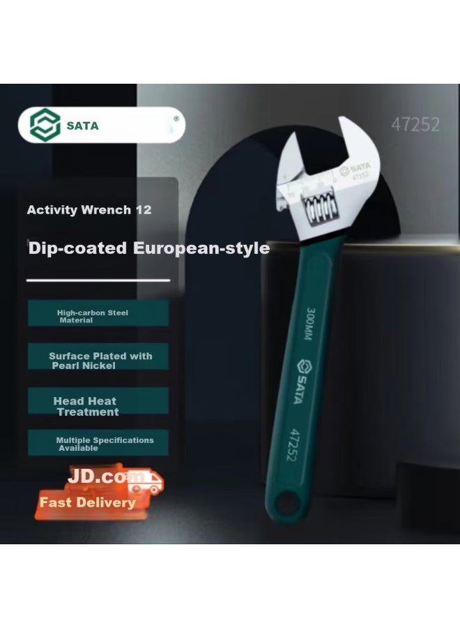 Sata Multi-function Large Opening Adjustable Wrench With Plastic Dipped Handle Tool 12" 47252 - Image 1