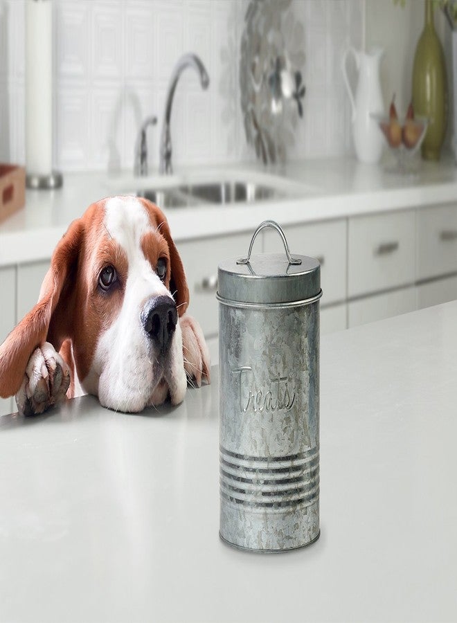 Amici Home Amici Pet, , Retro Treats Galvanized Relief Lettering Metal Storage Canister, Food Safe, Push Top, 72 Ounces - Image 2