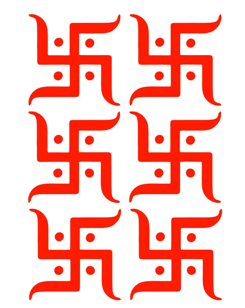 Techgifti Diwali Navratri Swastik Wall Sticker for Walls & Doors, Time Saving Decoration for Navratri,Diwali Festival Wall Sticker Pack - 6 (Size - 15.5 Cm X 15.5 Cm) - Image 1