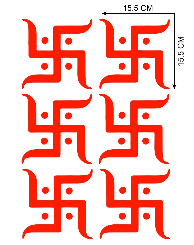 Techgifti Diwali Navratri Swastik Wall Sticker for Walls & Doors, Time Saving Decoration for Navratri,Diwali Festival Wall Sticker Pack - 6 (Size - 15.5 Cm X 15.5 Cm) - Image 2