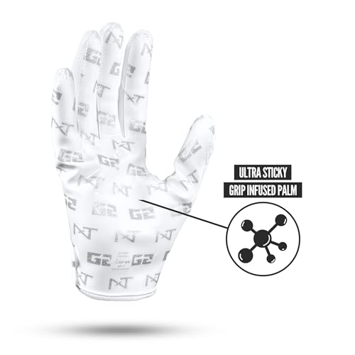 NXT NXTRND Nxtrnd G2 Pro Football Gloves Mens Ultra Sticky Elite Receiver Gloves White Large - Image 3