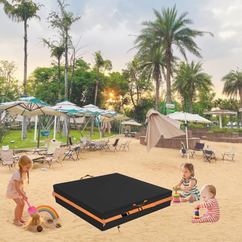 NGB Sandbox Cover, Square Sandbox Cover Waterproof, Outdoor Toddler's Sand Box Covers for Sand Protection (97" L×97" W×11" H,Black) - Image 4
