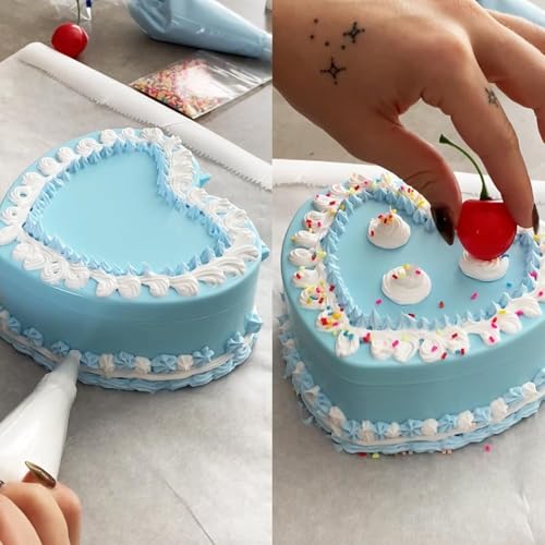 Decoden Fake Cake Kit, Decorate a Heart Shaped Fake Cake Jewelry Box Cream, Fake Whipped Cream Glue, Cherries, Sprinkles & Craft Supplies, Fake Cake Decor (Purple) - Image 4