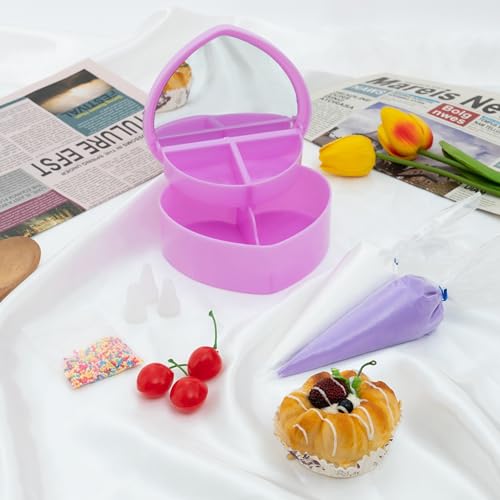 Decoden Fake Cake Kit, Decorate a Heart Shaped Fake Cake Jewelry Box Cream, Fake Whipped Cream Glue, Cherries, Sprinkles & Craft Supplies, Fake Cake Decor (Purple) - Image 2