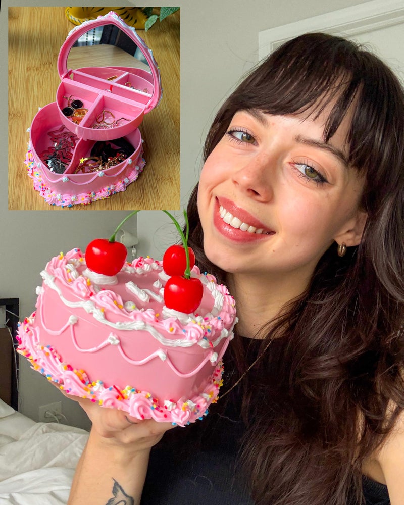 Decoden Fake Cake Kit, Decorate a Heart Shaped Fake Cake Jewelry Box Cream, Fake Whipped Cream Glue, Cherries, Sprinkles & Craft Supplies, Fake Cake Decor (Purple) - Image 3