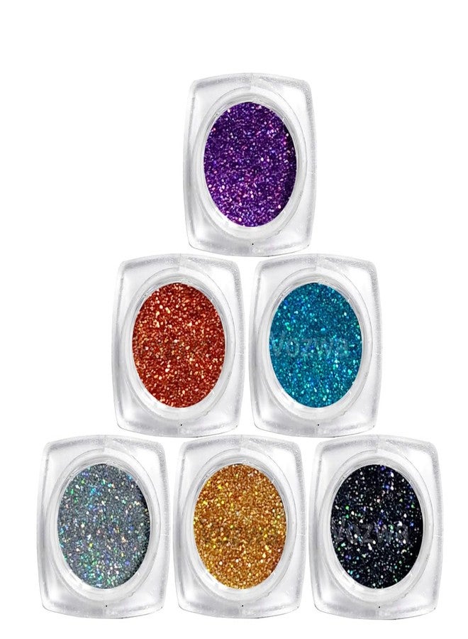 Vozwa Holographic Makeup Glitter Powder (Golden + Silver + Grey + Copper + Sky Blue + Purple) - Image 5