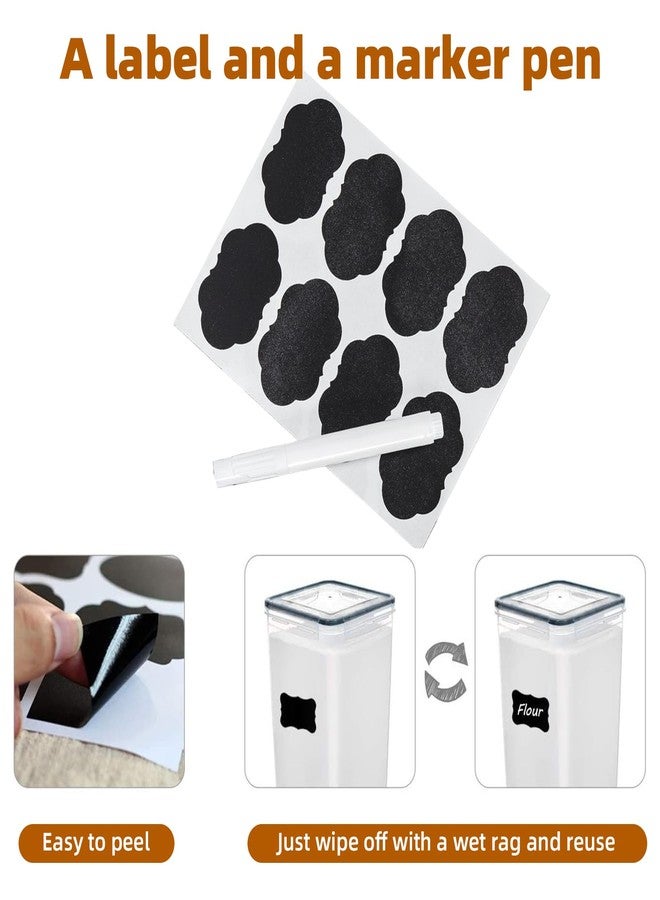 stusgo 4 Pieces 5.2L / 175oz Large Food Storage Containers, BPA Free Plastic Airtight Canisters for Flour, Sugar, Baking Supplies, Rice with Lids, Measuring Cups and Labels, Black - Image 4