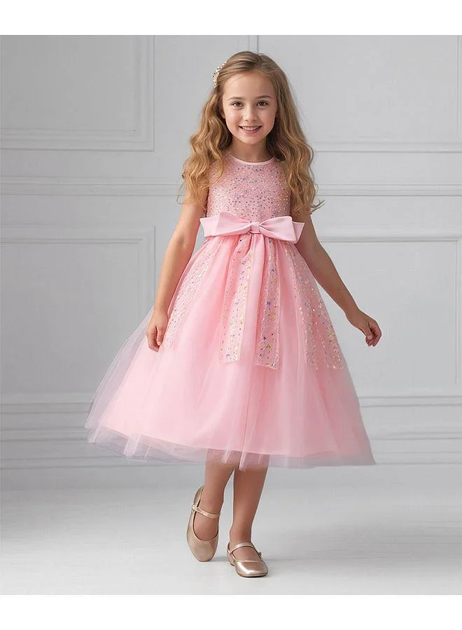 Mark & Mia Mark & Mia Embellished Detailed Round Neck Party Dress - Pink