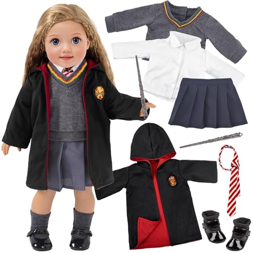 ebuddy 18 inch Dolls Magic School Uniform Inspired Costume Doll Clothes Accessories Set Include Outfit Shoes for Girls Gift (No Doll) - Image 1